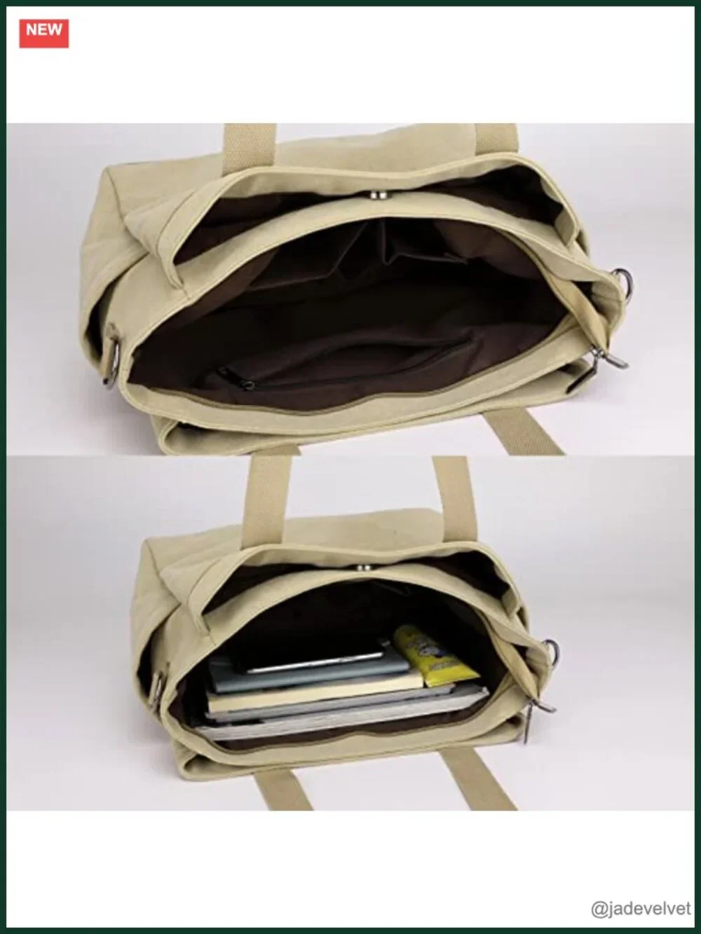 Canvas Hobo Handbag Multi Compartment Large Tote Crossbody Purse